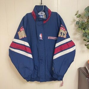 VTG men’s Large NBA Starter Denver Nuggets Blue and Red puffer coat